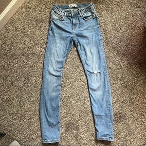 Zara High Waisted Light Wash Ankle Skinny Jeans